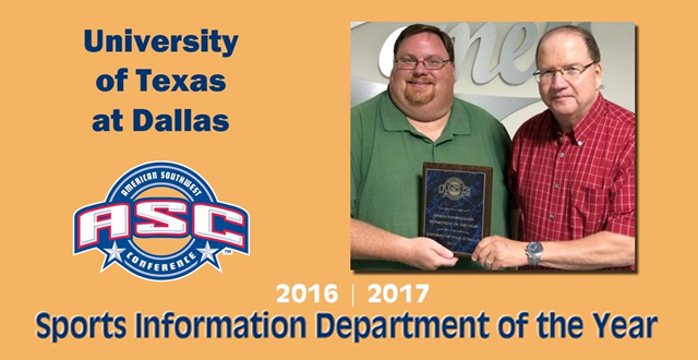 American Southwest Conference Recognizes UT Dallas As SID Department Of The Year
